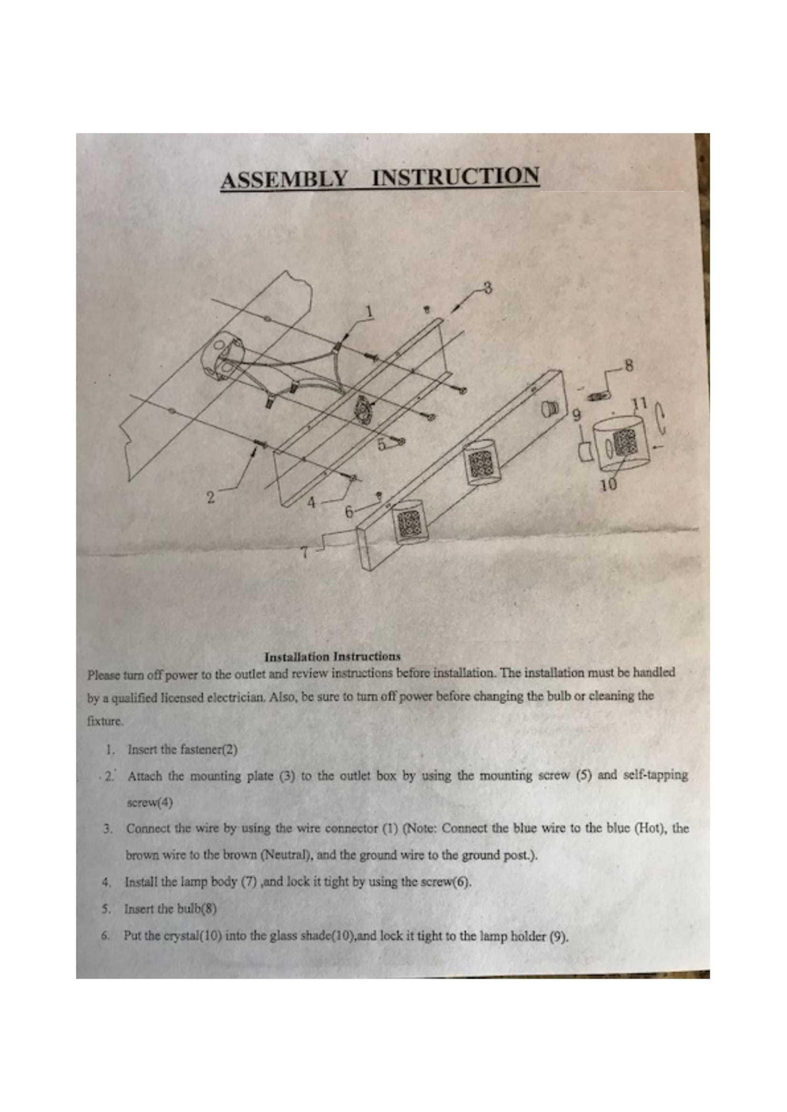 House of Hampton HMPT3996 Assembly Instruction