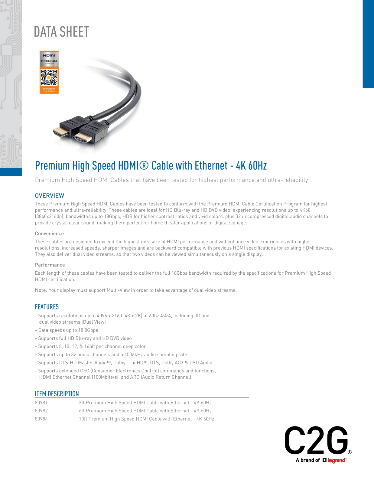 C2G 80981 Product Data Sheet