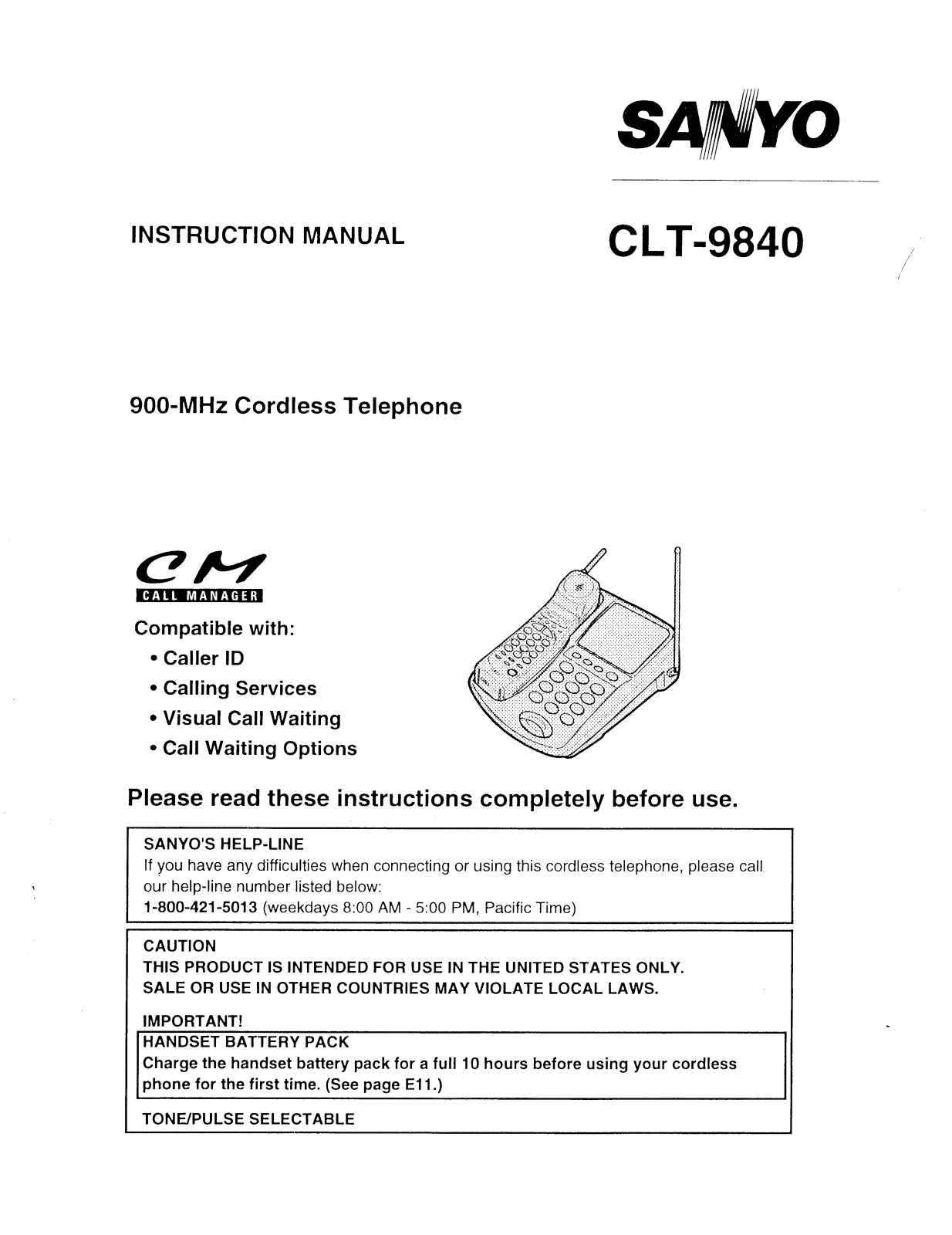 Sanyo CLT9840 User Manual