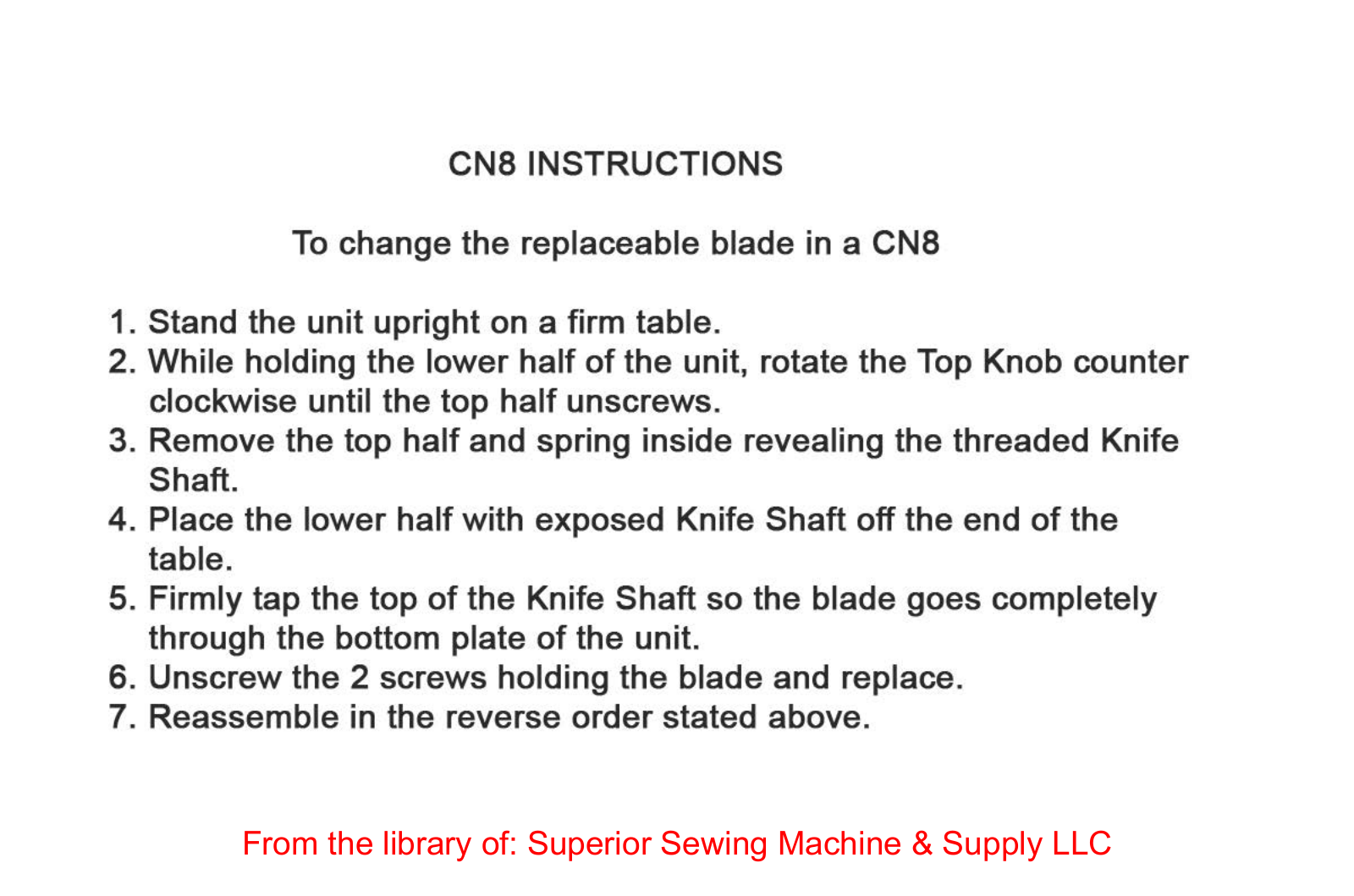 Superior CN8 Cloth Notcher User Manual