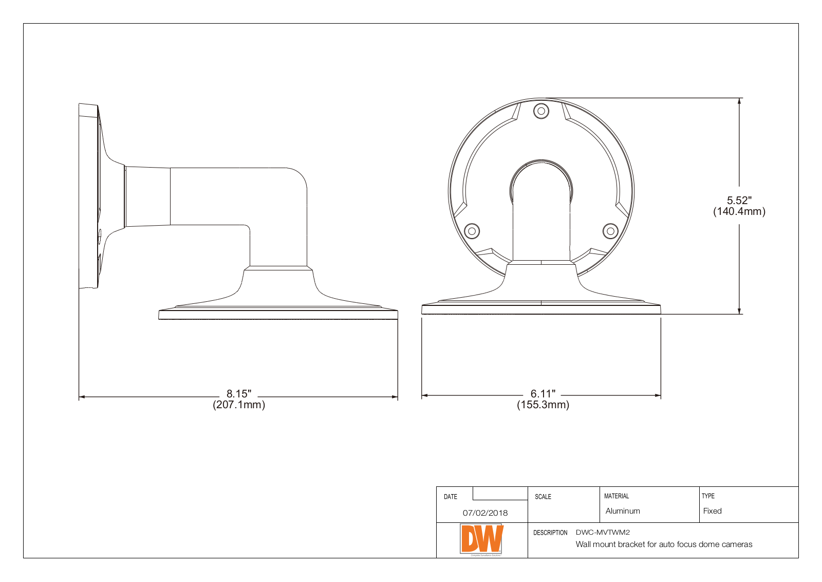 Digital Watchdog DWC-MVTWMJ2 Specsheet