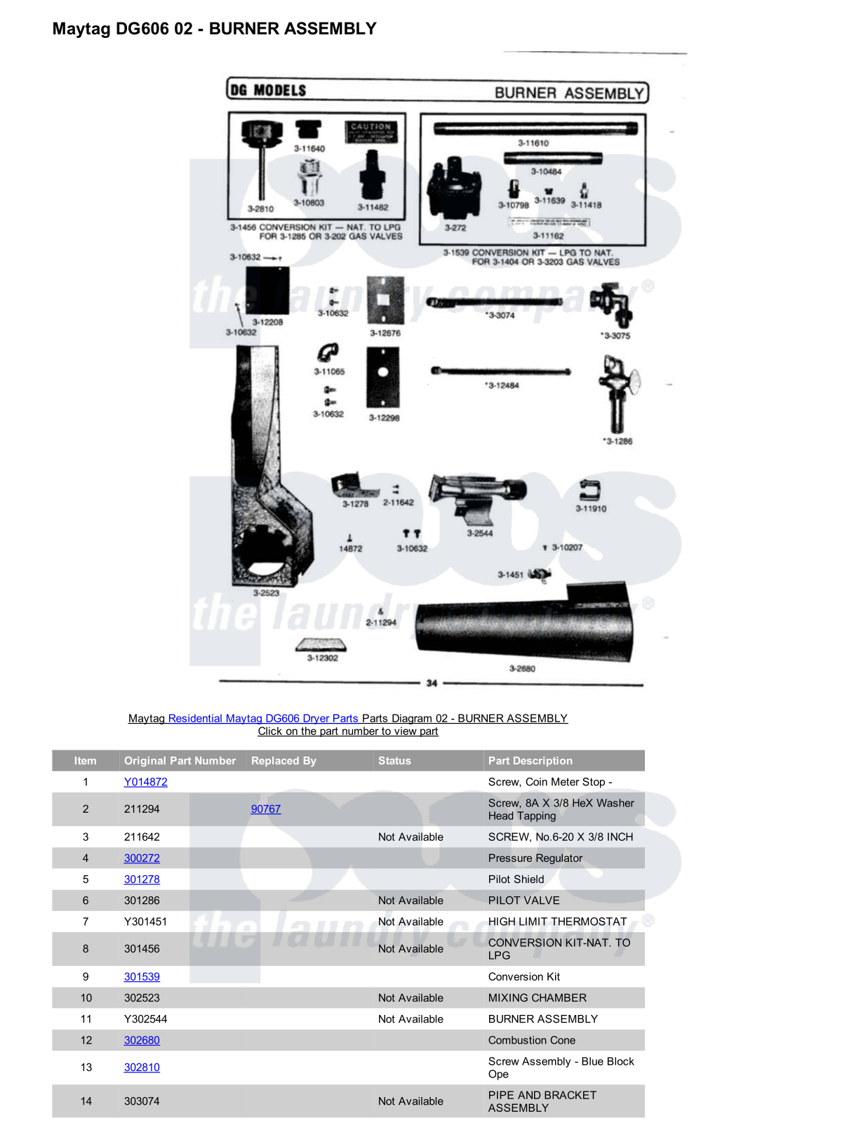 Maytag DG606 Parts Diagram