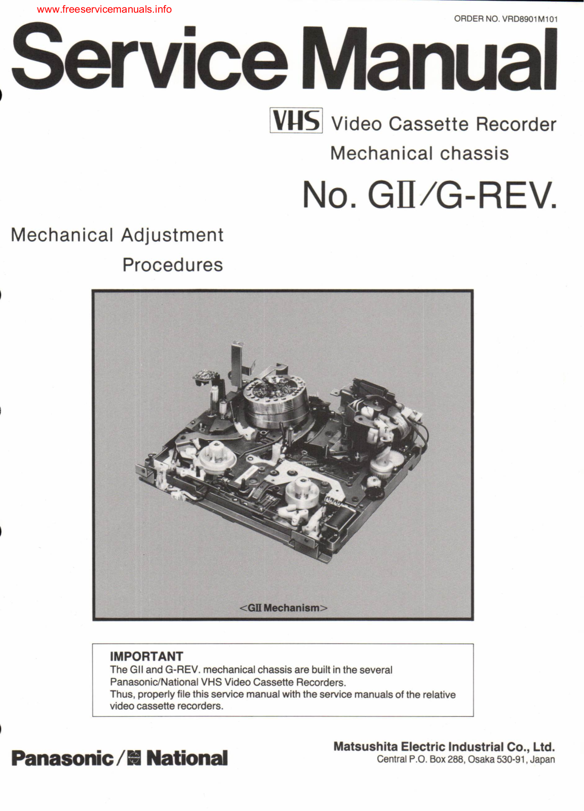 Panasonic G-II-Mechanism Service Manual