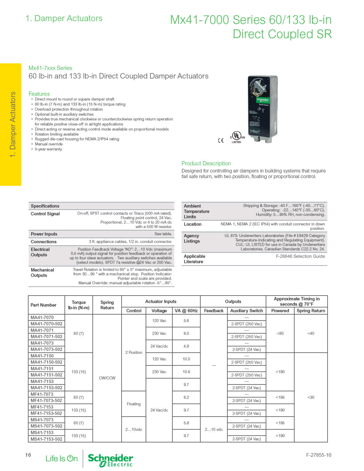 Schneider Electric MA41-7070-502 Catalog Page