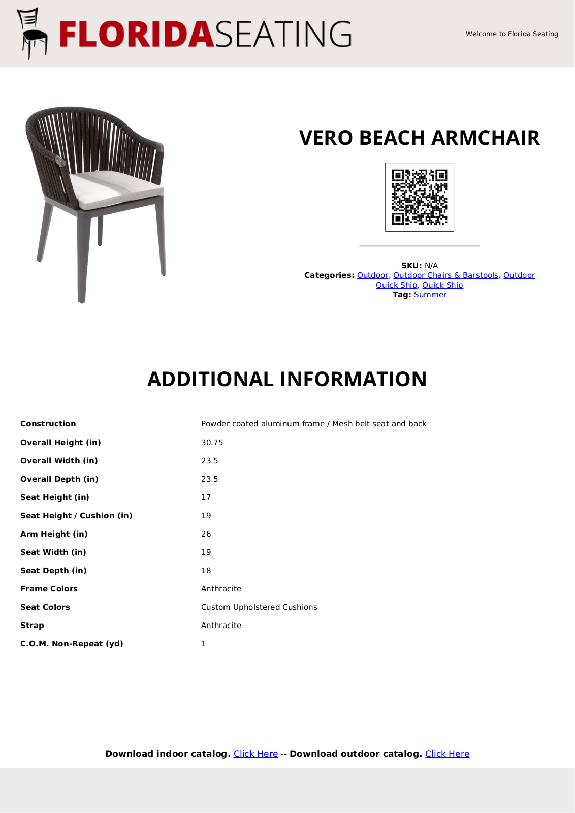 Florida Seating EAID1167 Specifications - ManualMachine.com