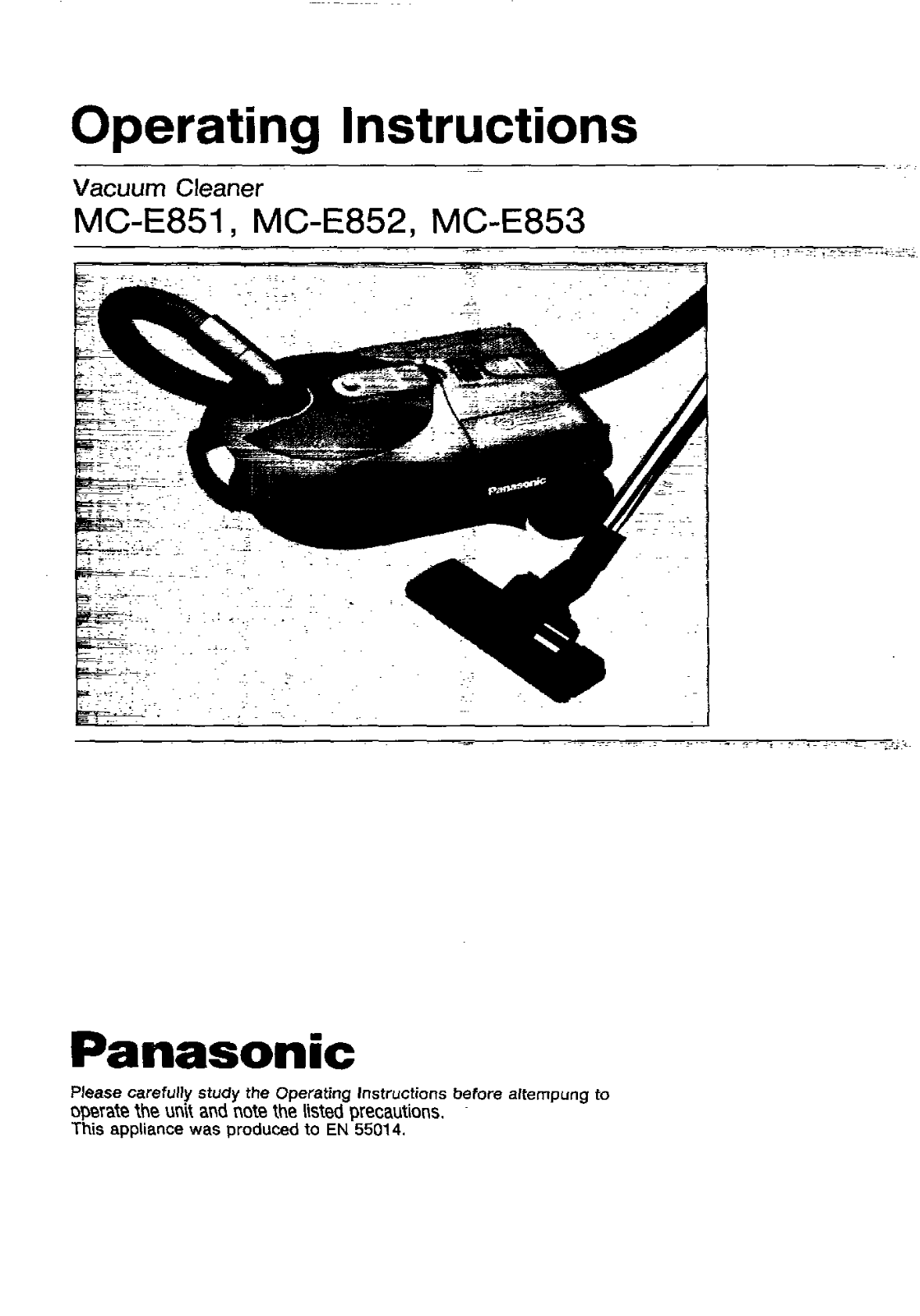 Panasonic MC-E852, MC-E853, MC-E851 User Manual