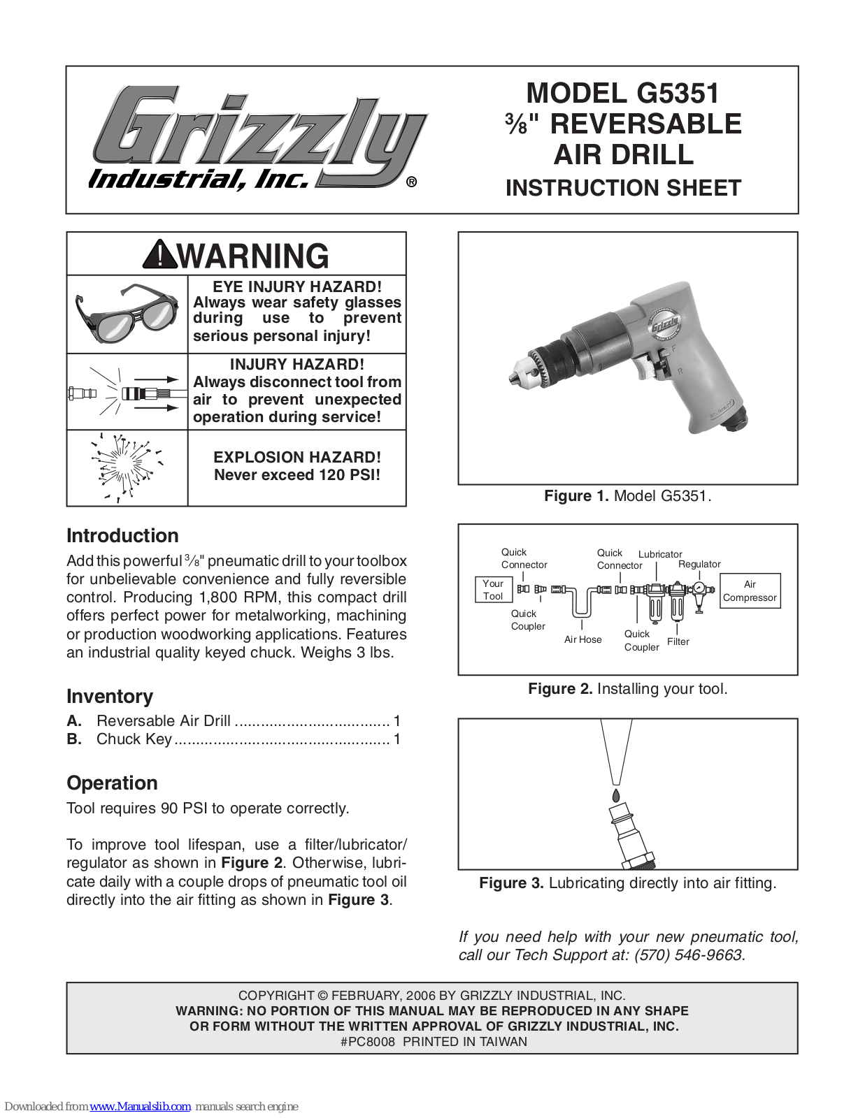 Grizzly G5351 Instruction Sheet