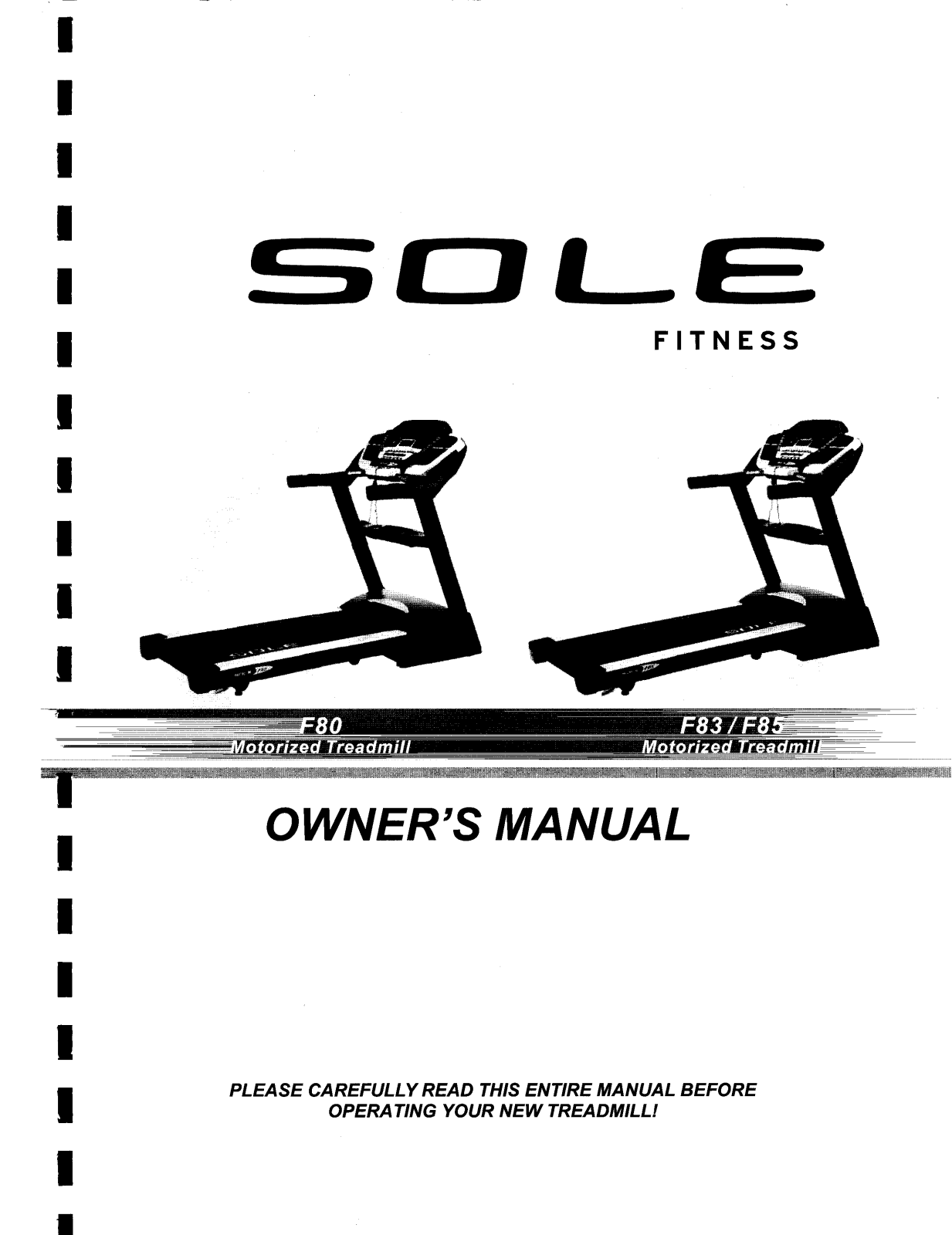 Sole Fitness F80,F83,F85 Owner's Manual