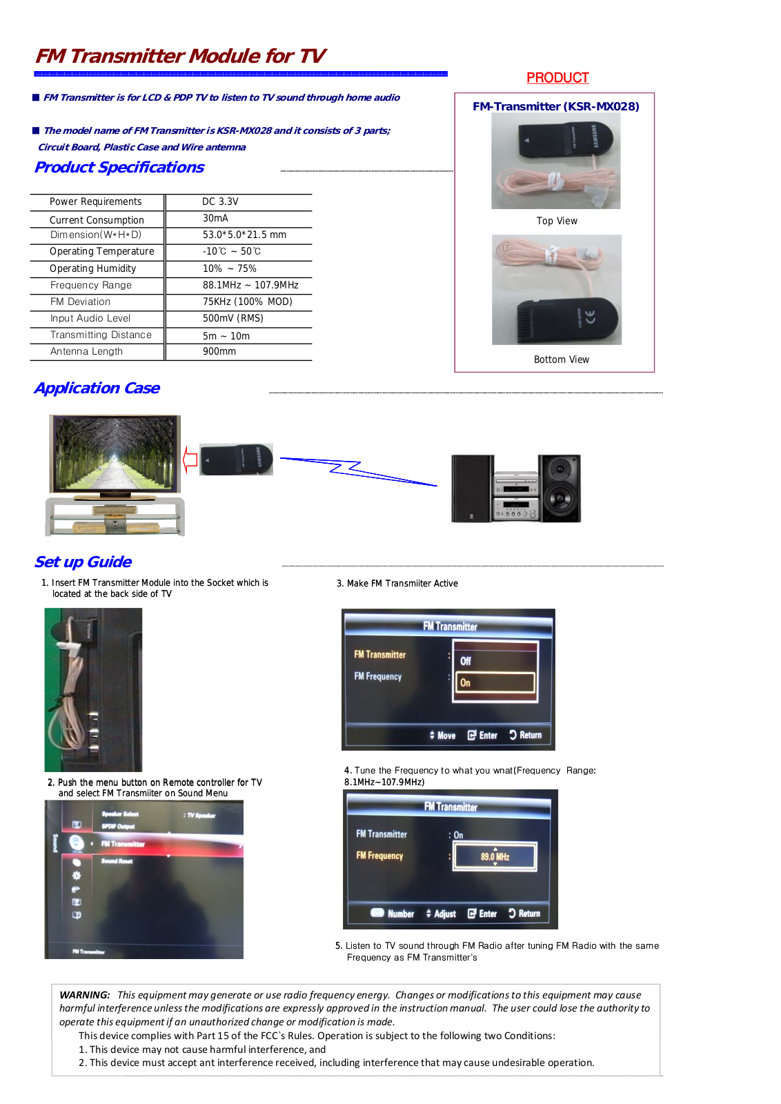 Samsung KSR MX028 User Manual