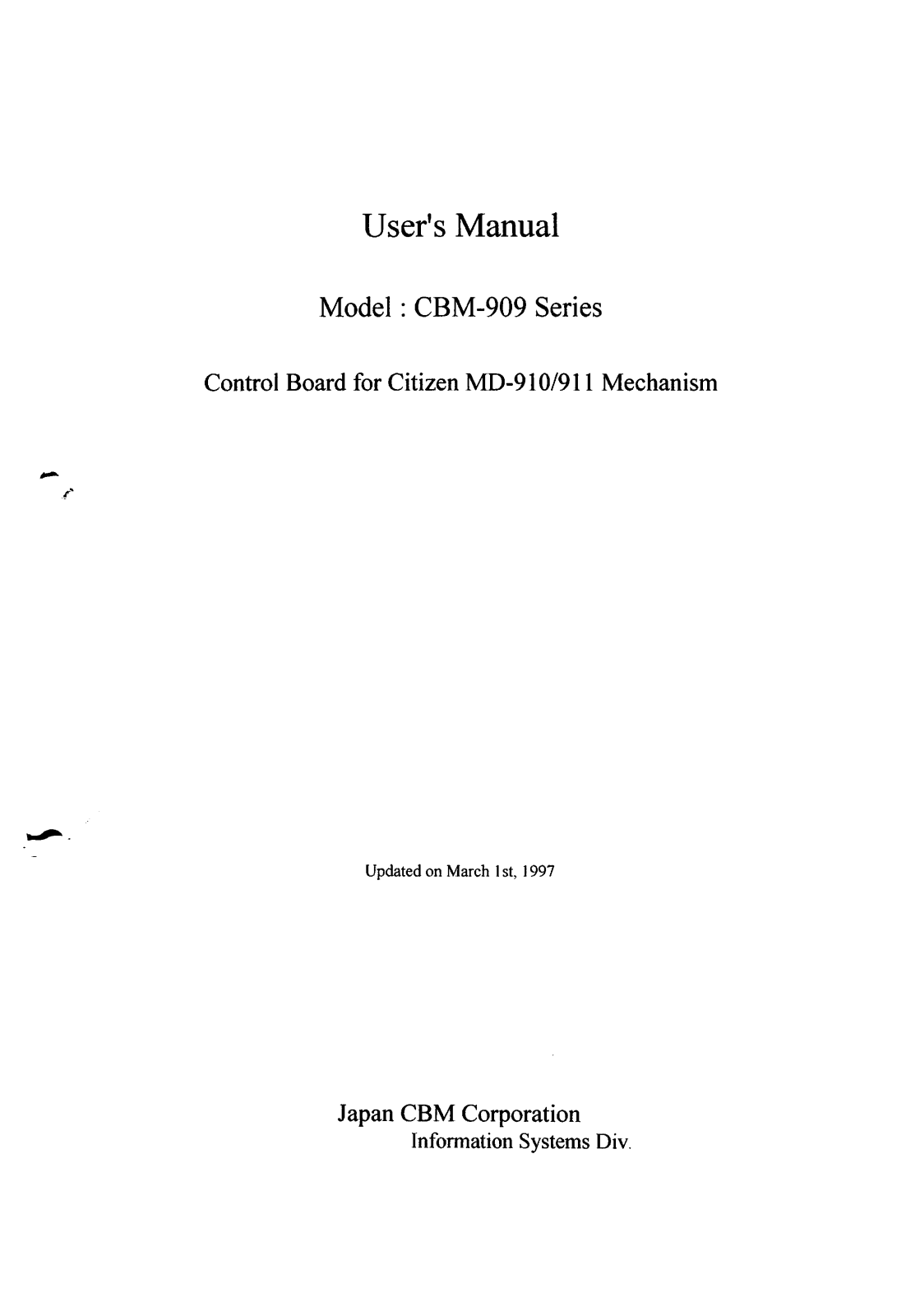 CITIZEN CBM-909 User's Manual