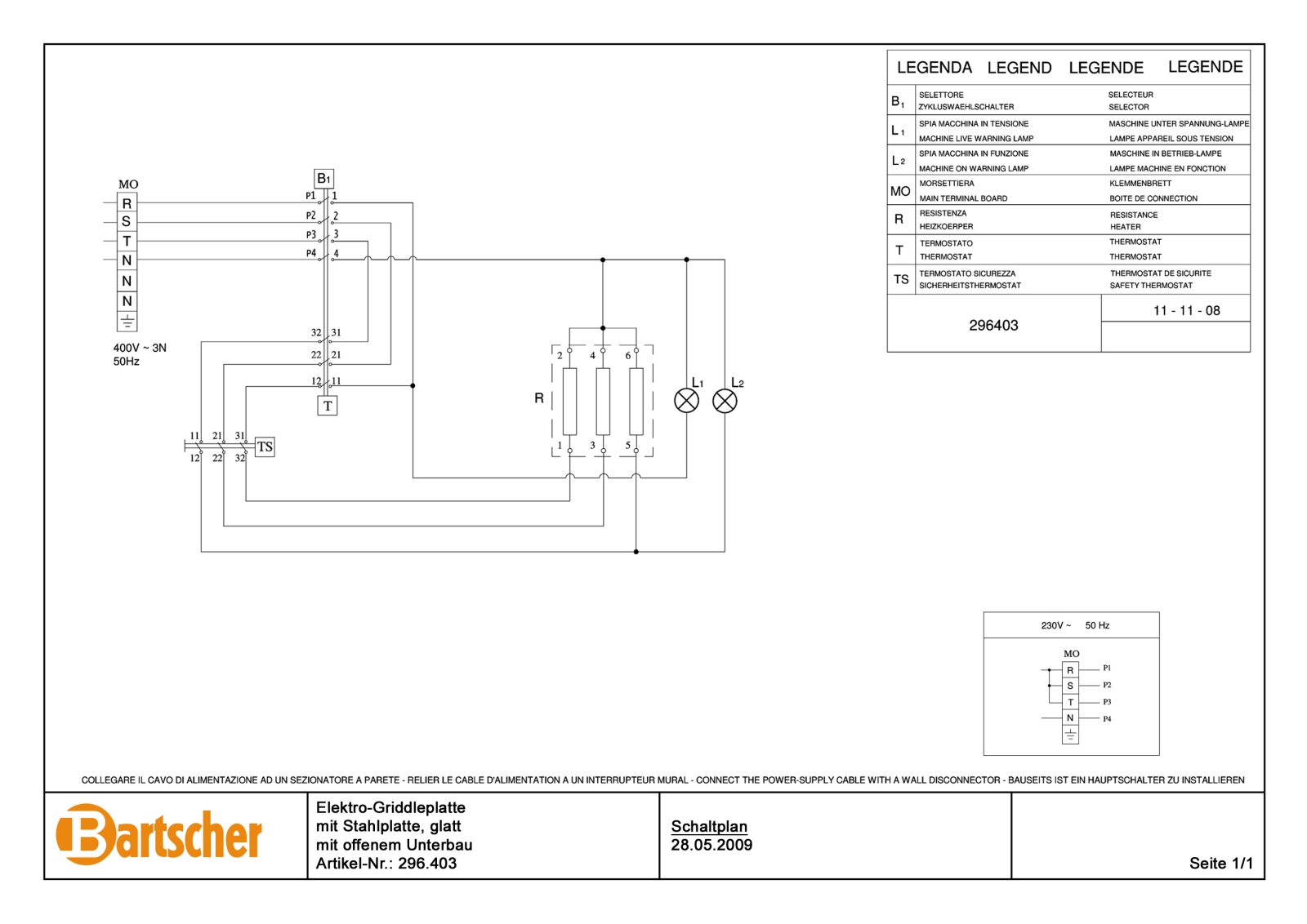 Bartscher 296403 Schematics