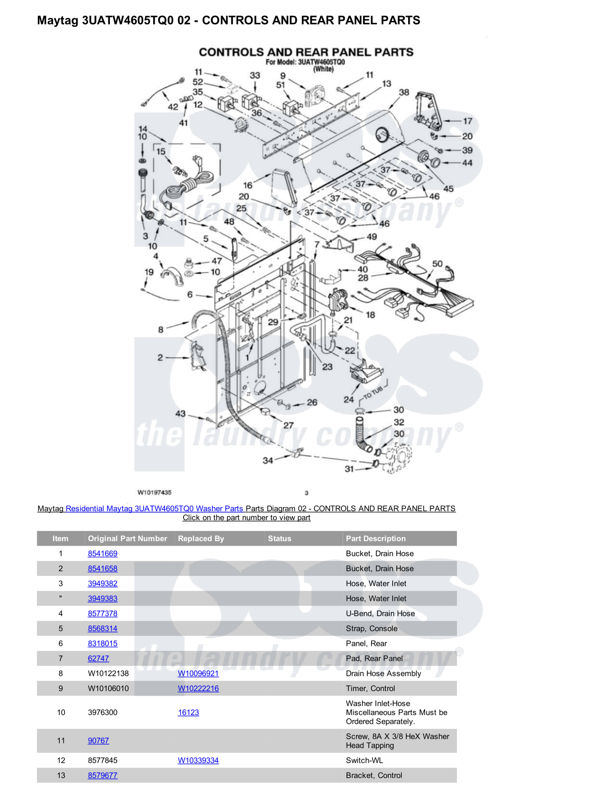 Maytag 3UATW4605TQ0 Parts Diagram