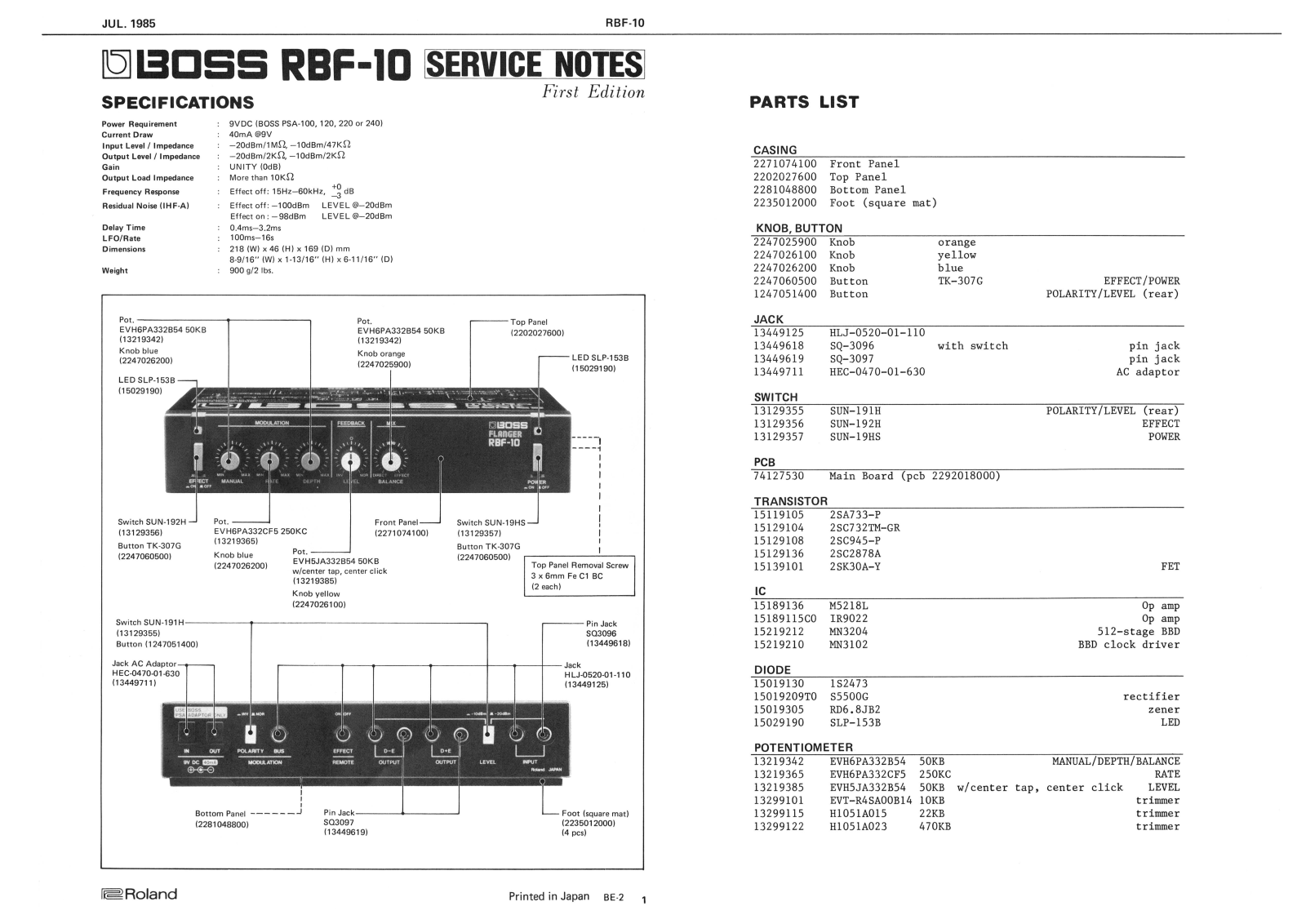 BOSS RBF-10 Service Manual