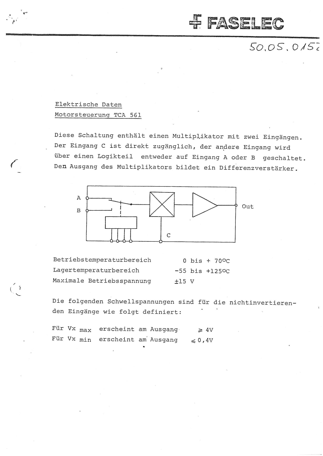 Studer TCA561 Datasheet