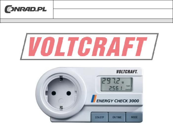 VOLTCRAFT Energy Check 3000 User guide