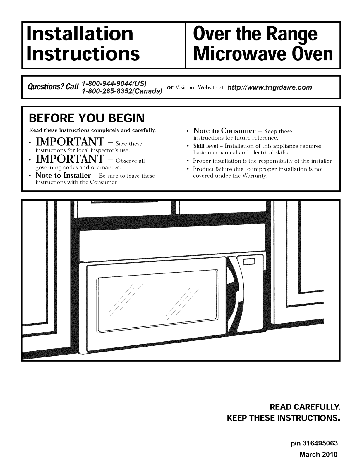Frigidaire EI30SM35QSA, CFMV152CLBA, CFMV152CLWA, CFMV152KBA, CFMV152KMA Installation Guide - ManualMachine.com
