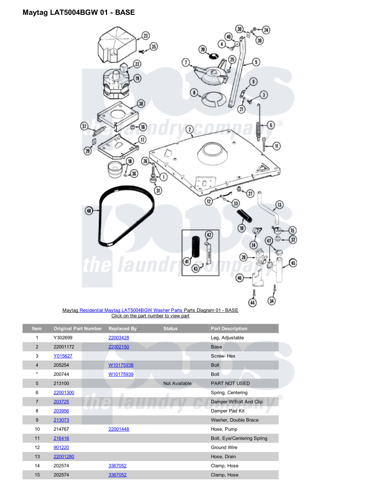 Maytag LAT5004BGW Parts Diagram