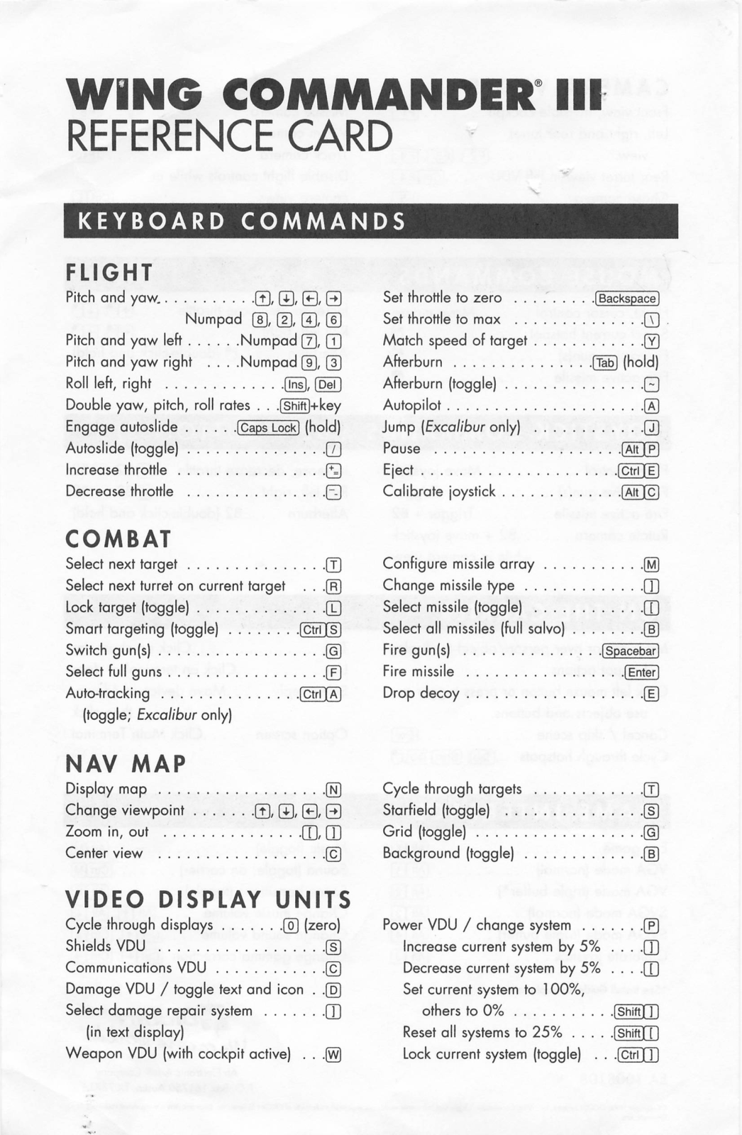 Games PC WING COMMANDER III User Manual