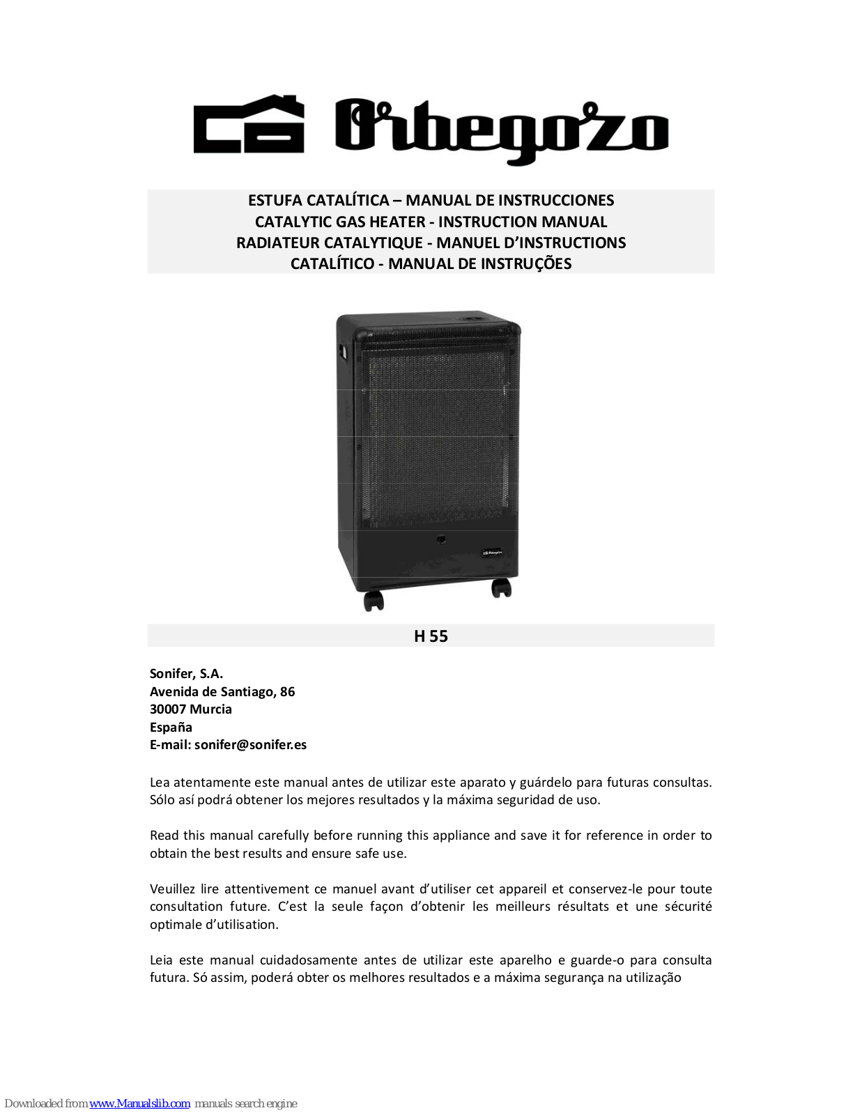 Orbegozo H 55 Instruction Manual