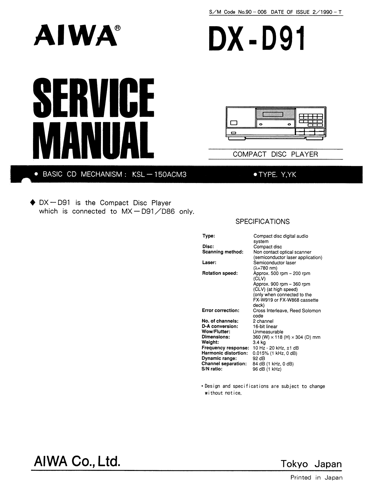 Aiwa DX-D91 Service Manual