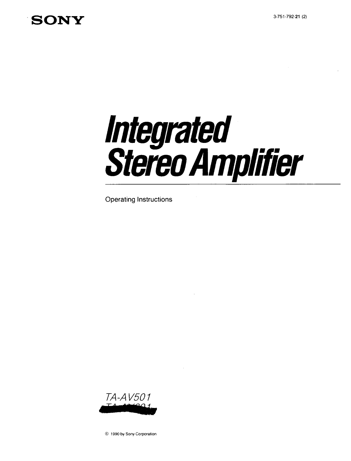 Sony TA-AV501 User Manual