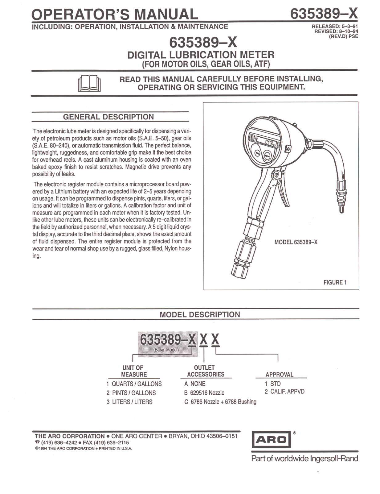 Ingersoll-Rand 635389-X User Manual