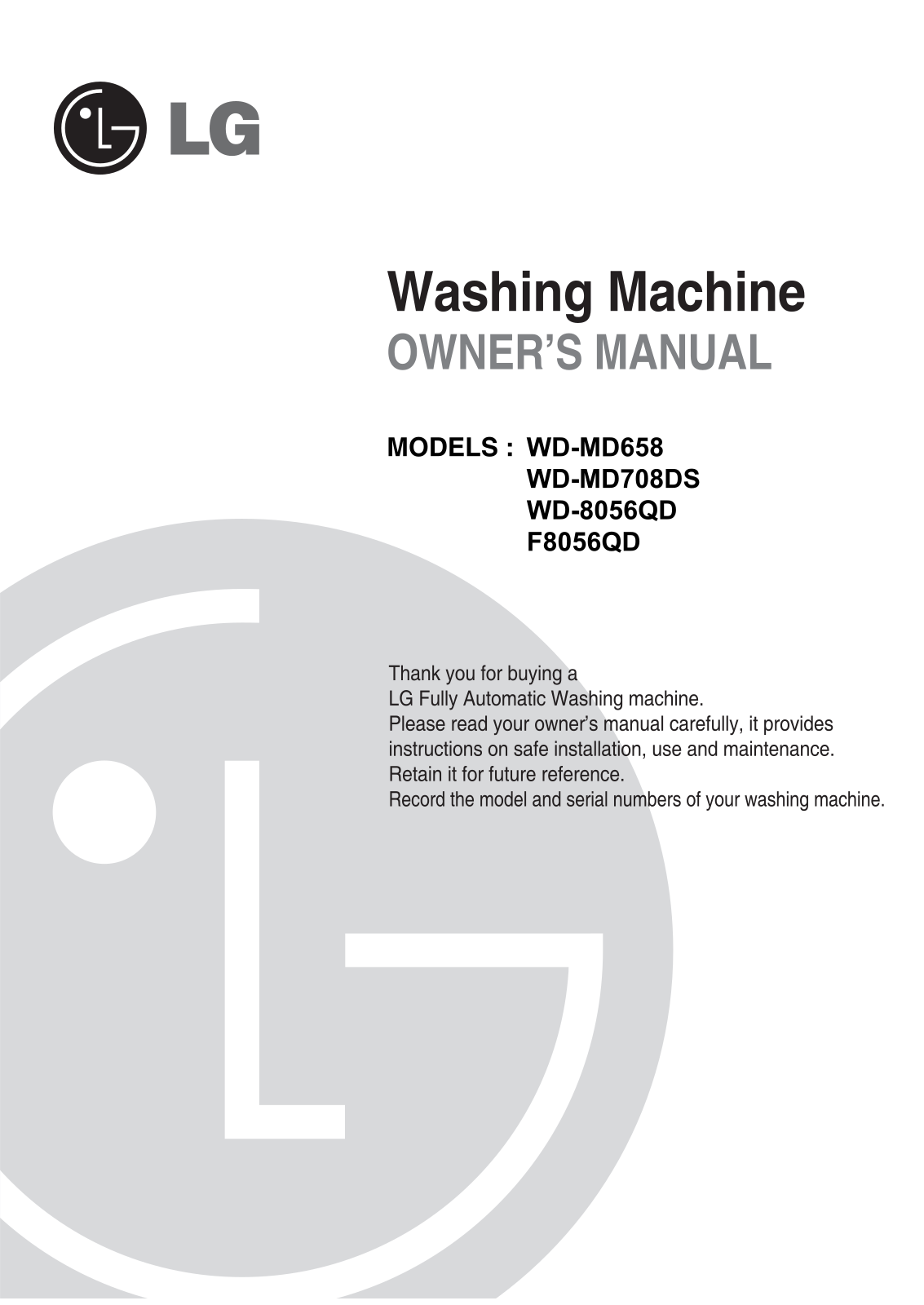 LG WD-MD708DS Owner’s Manual