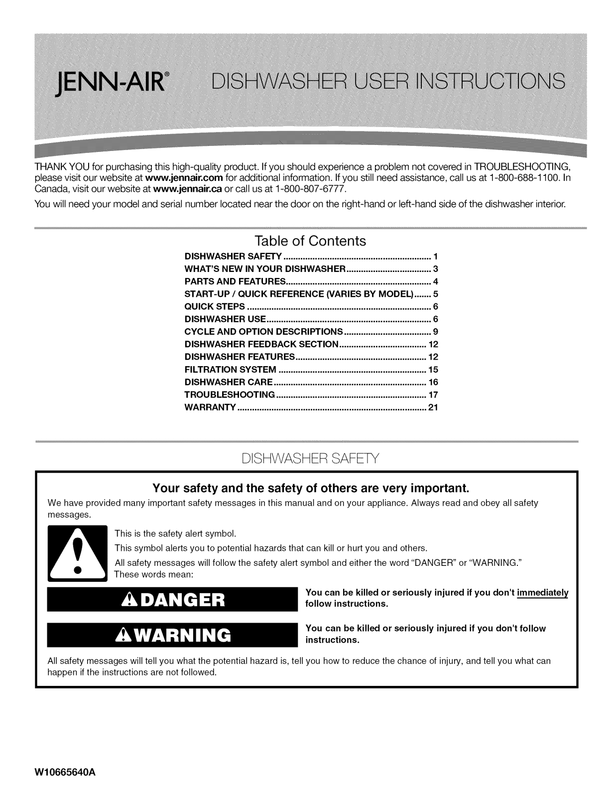 Jenn-Air JDB9800CWX2, JDB9800CWS2, JDB9800CWS1, JDB9800CWP2, JDB9800CWP1 Owner’s Manual