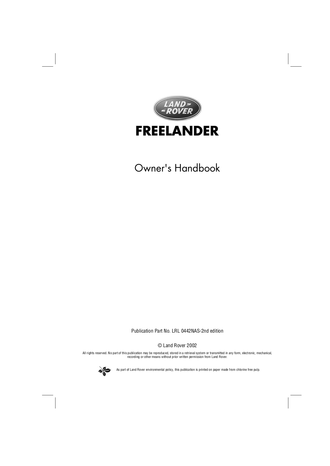 Rover FREELANDER 2002 Owner Manual