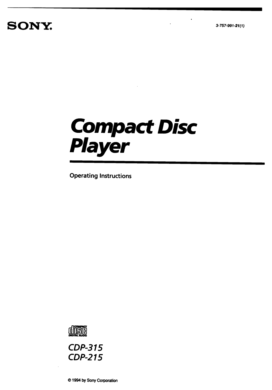 Sony CDP-315 User Manual
