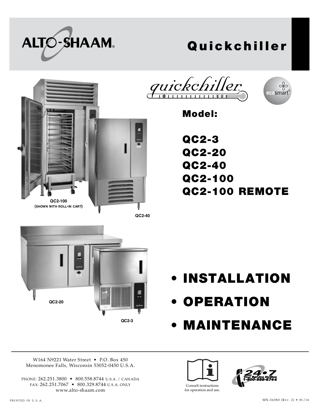 Alto Shaam QC2-100R Service Manual