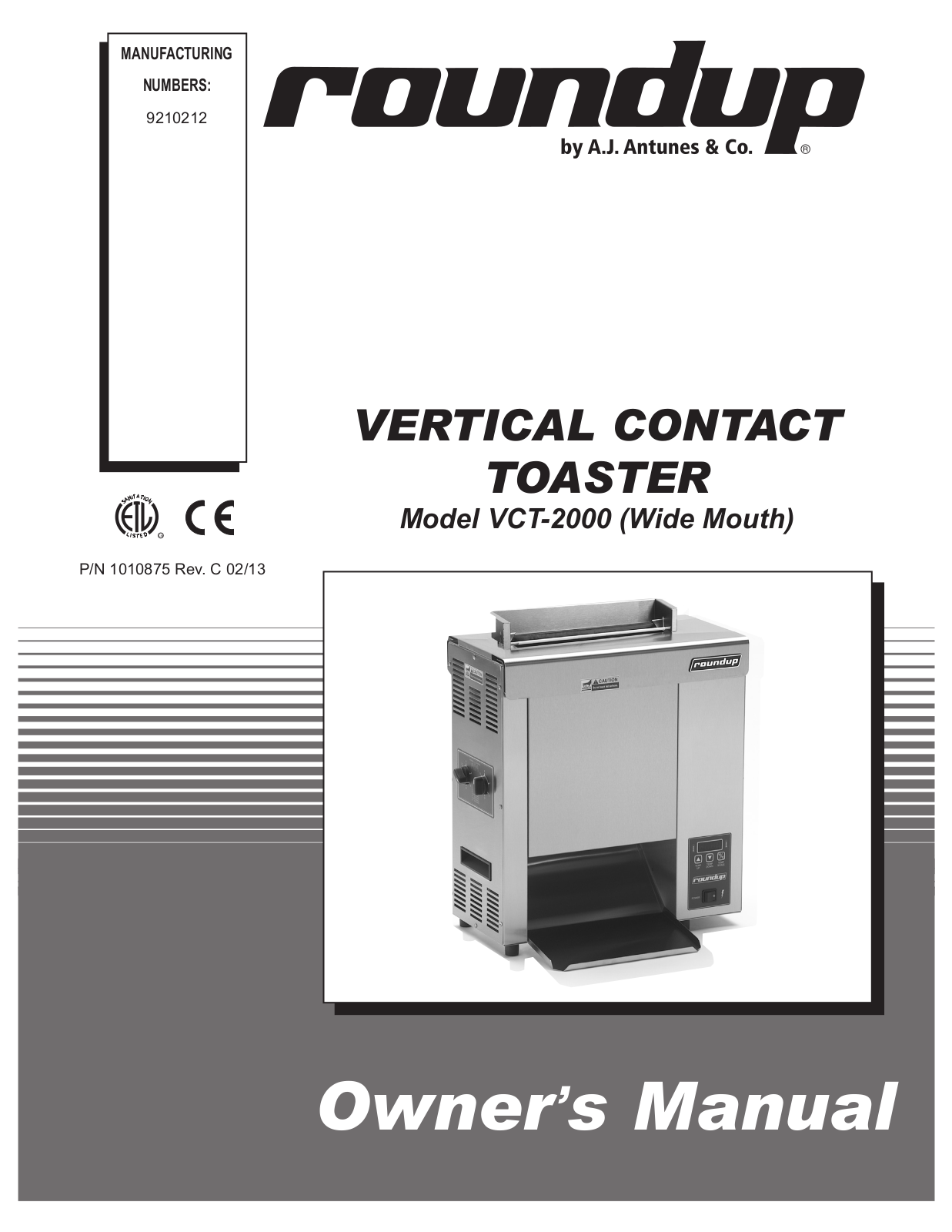 A.J. Antunes & Co VCT-2000 9210212 User Manual