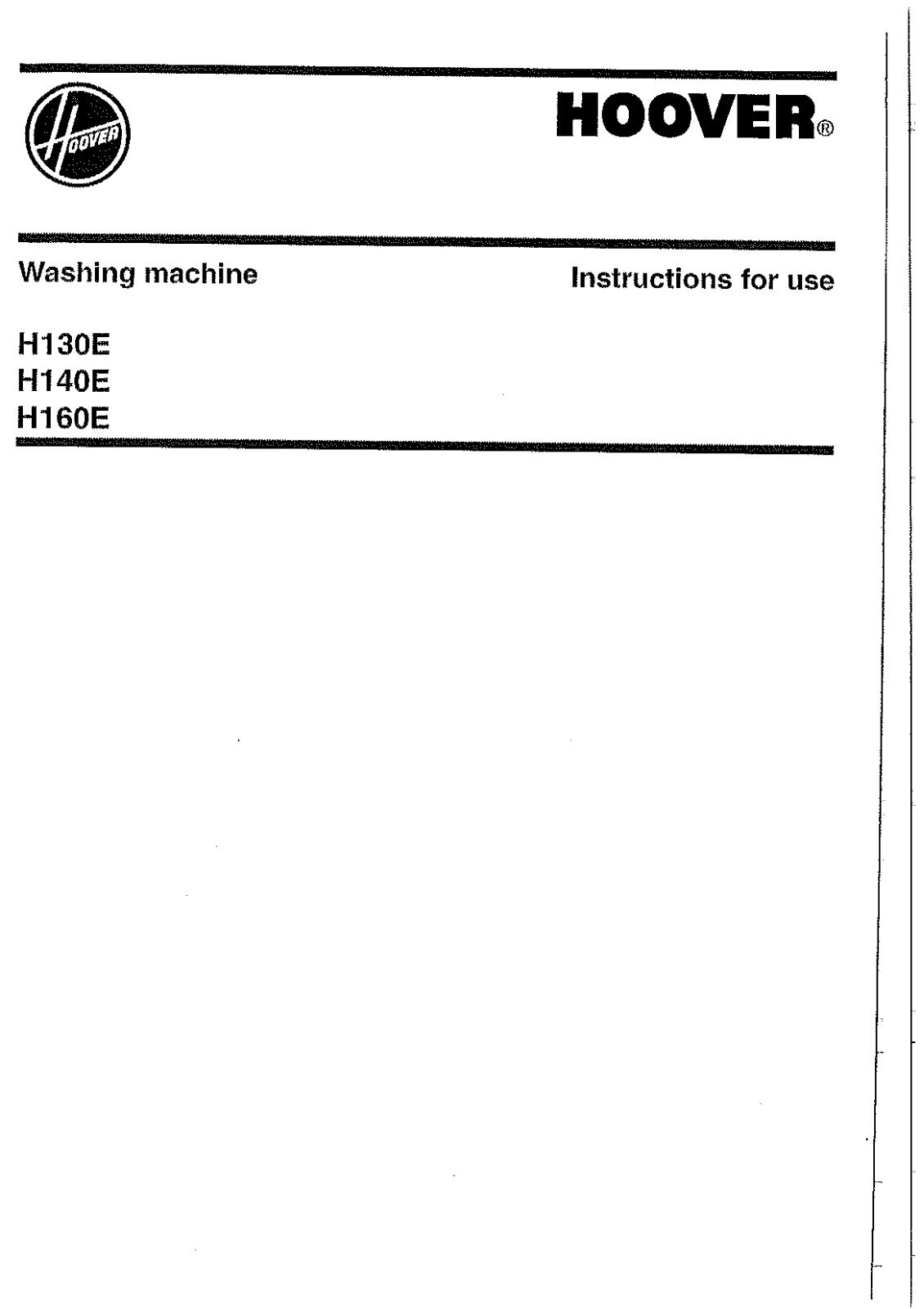 Hoover H160E, H140E, H130E User Manual