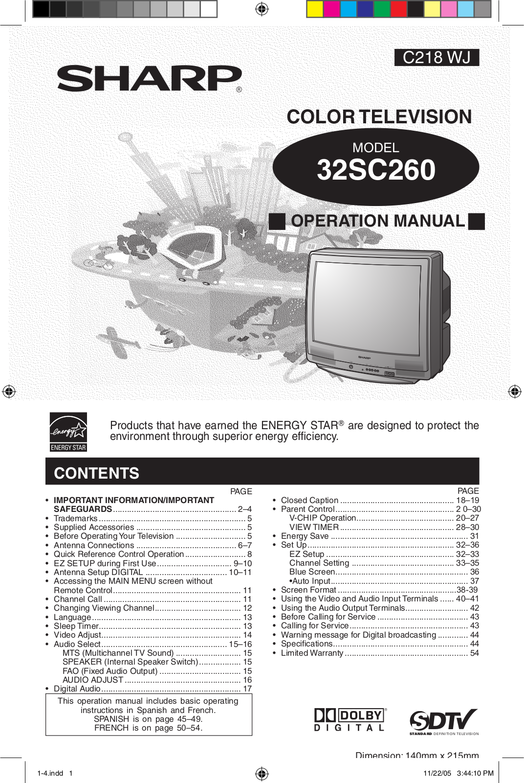 Sharp 32SC260 User Manual