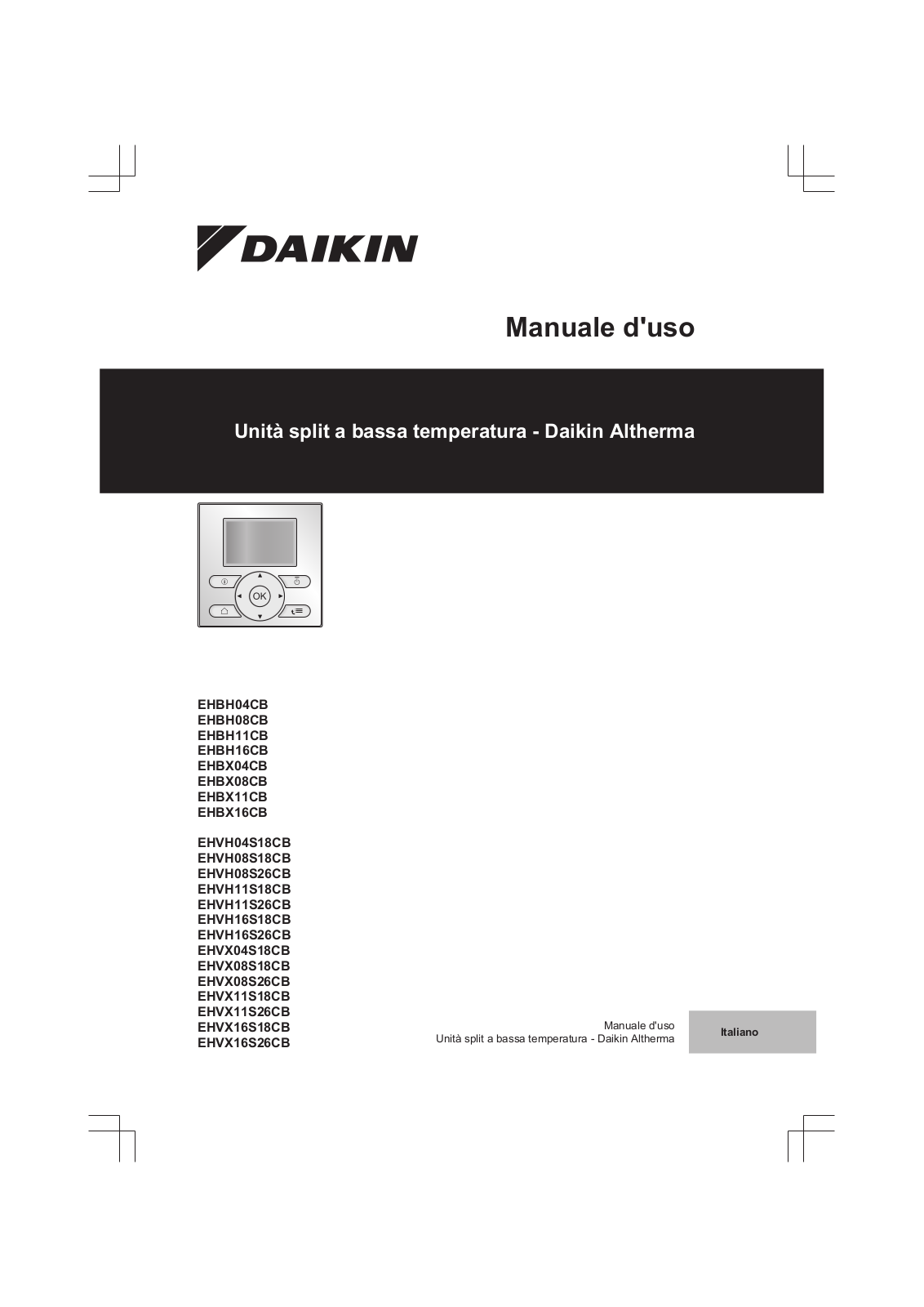 Daikin EHBH04CB, EHBH08CB, EHBH11CB, EHBH16CB, EHBX04CB Operation manuals