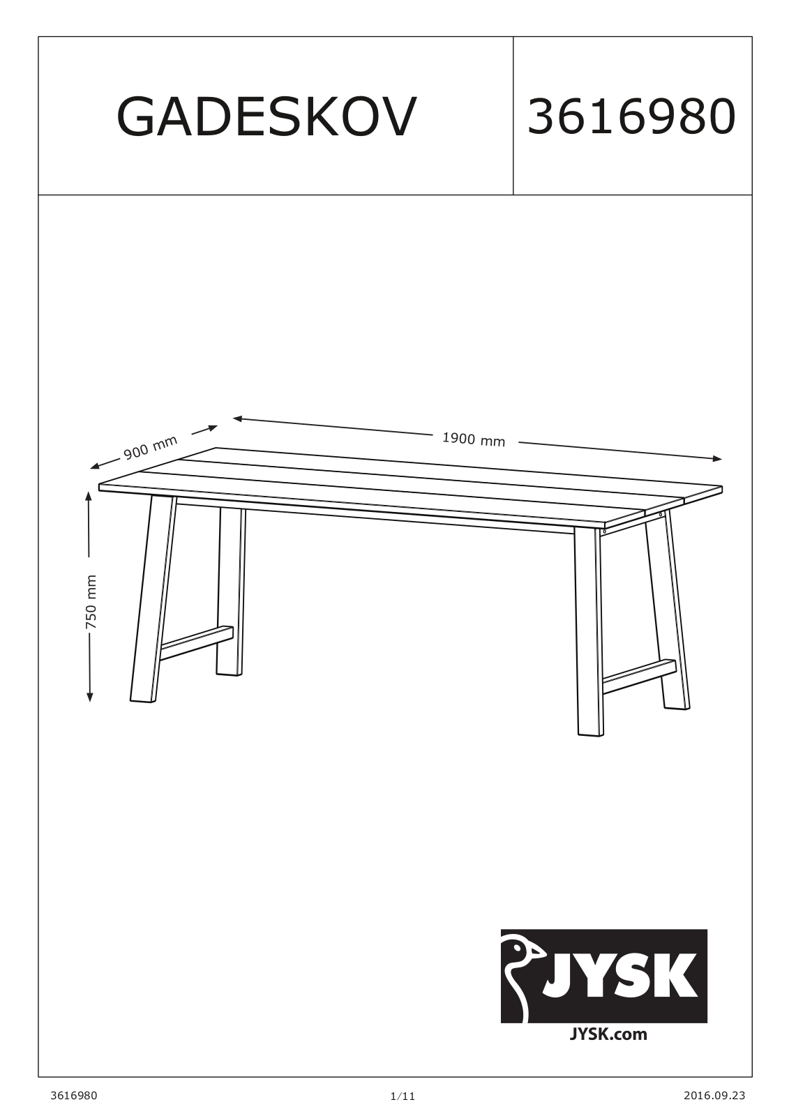 JYSK Gadeskov User Manual