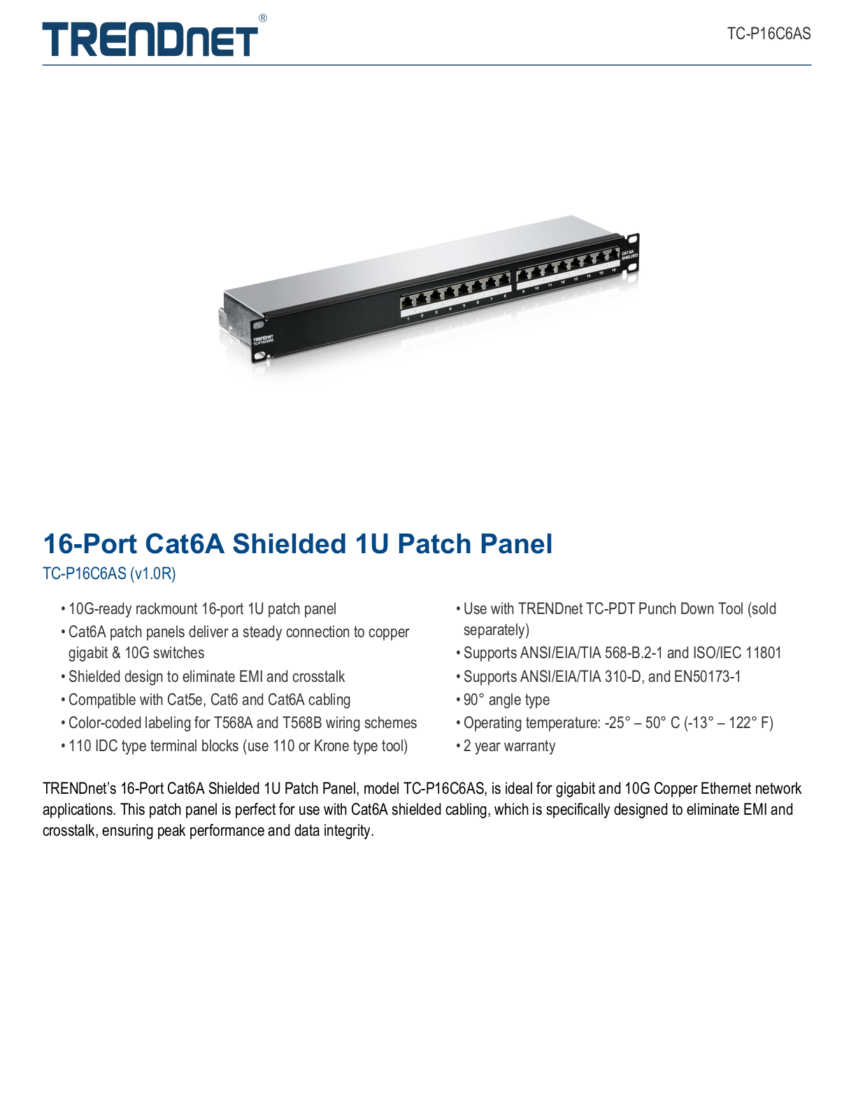 TRENDnet TC-P16C6AS Specsheet