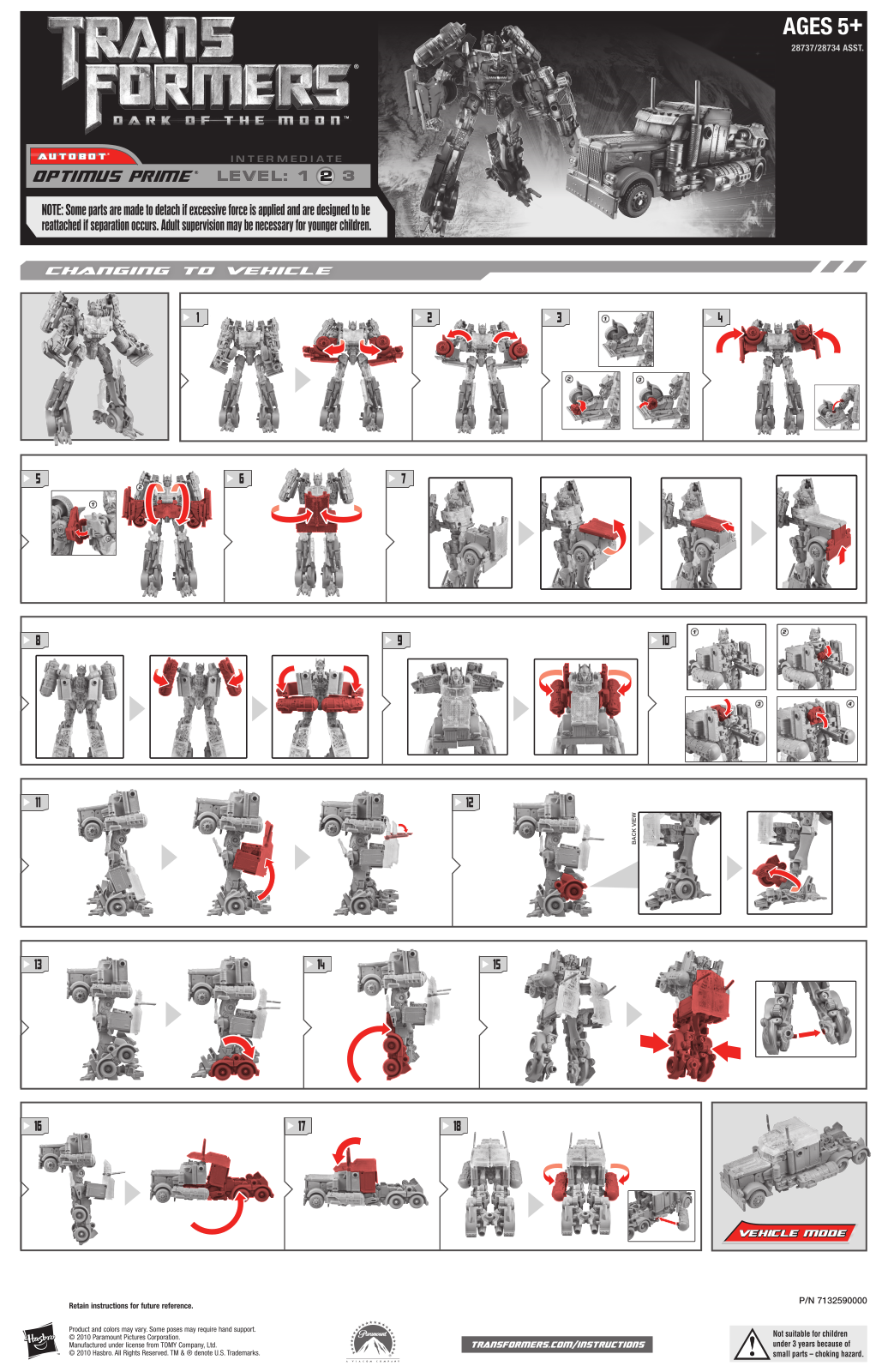 HASBRO Transformers DOTM Optimus Prime Voyager User Manual