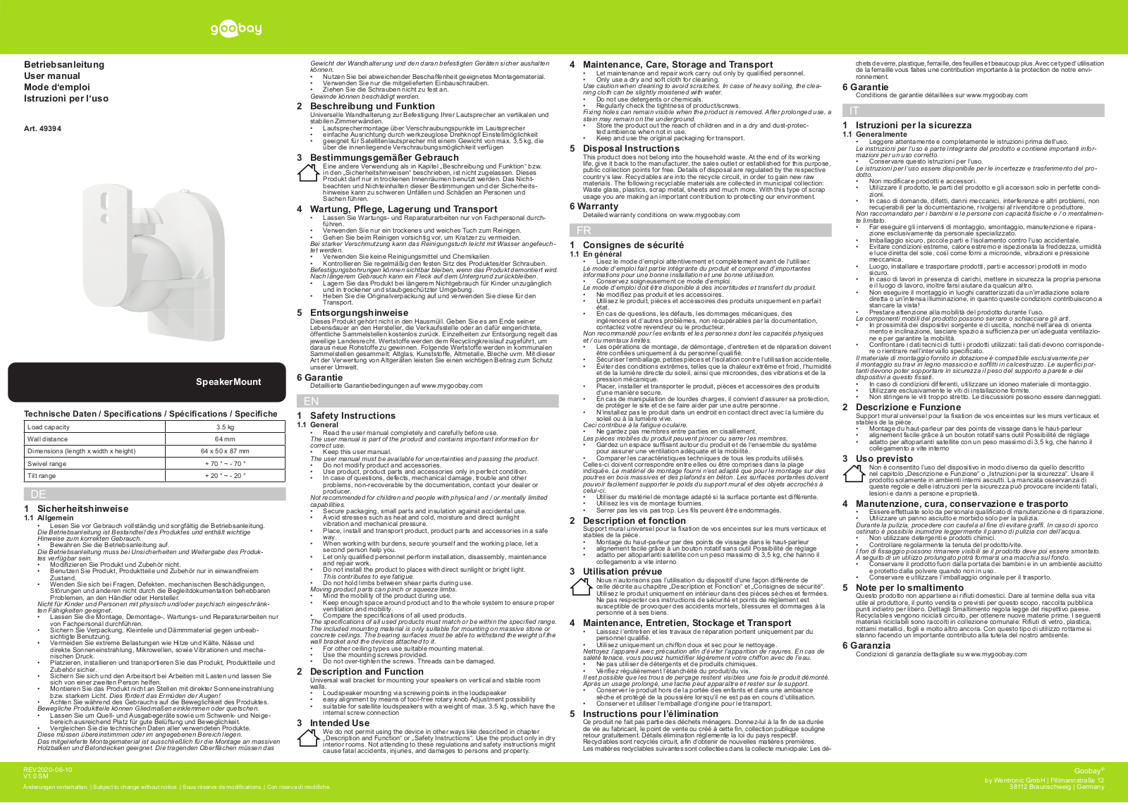 GOOBAY 49394 Datasheet - ManualMachine.com