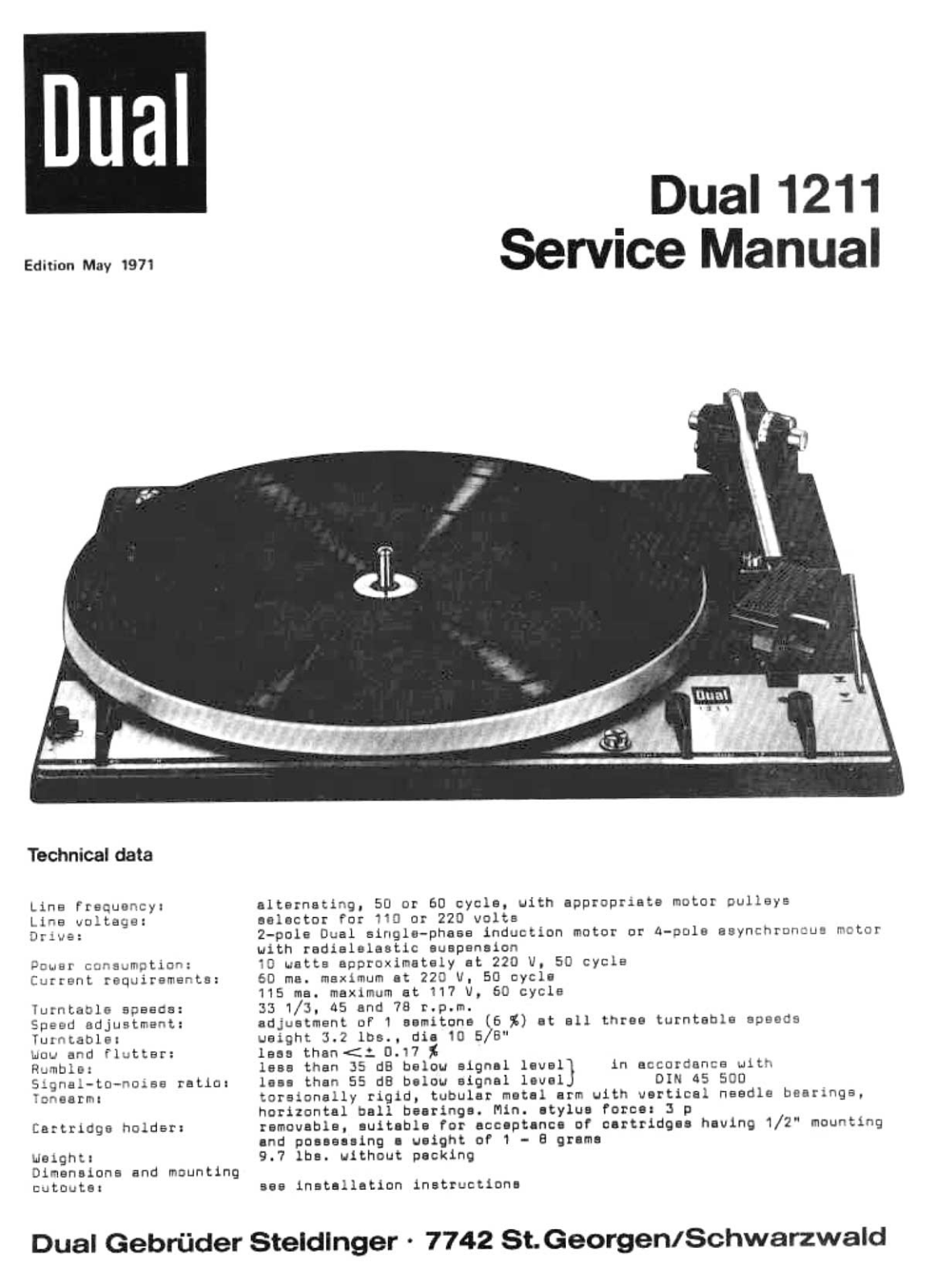 Dual 1211 Service manual