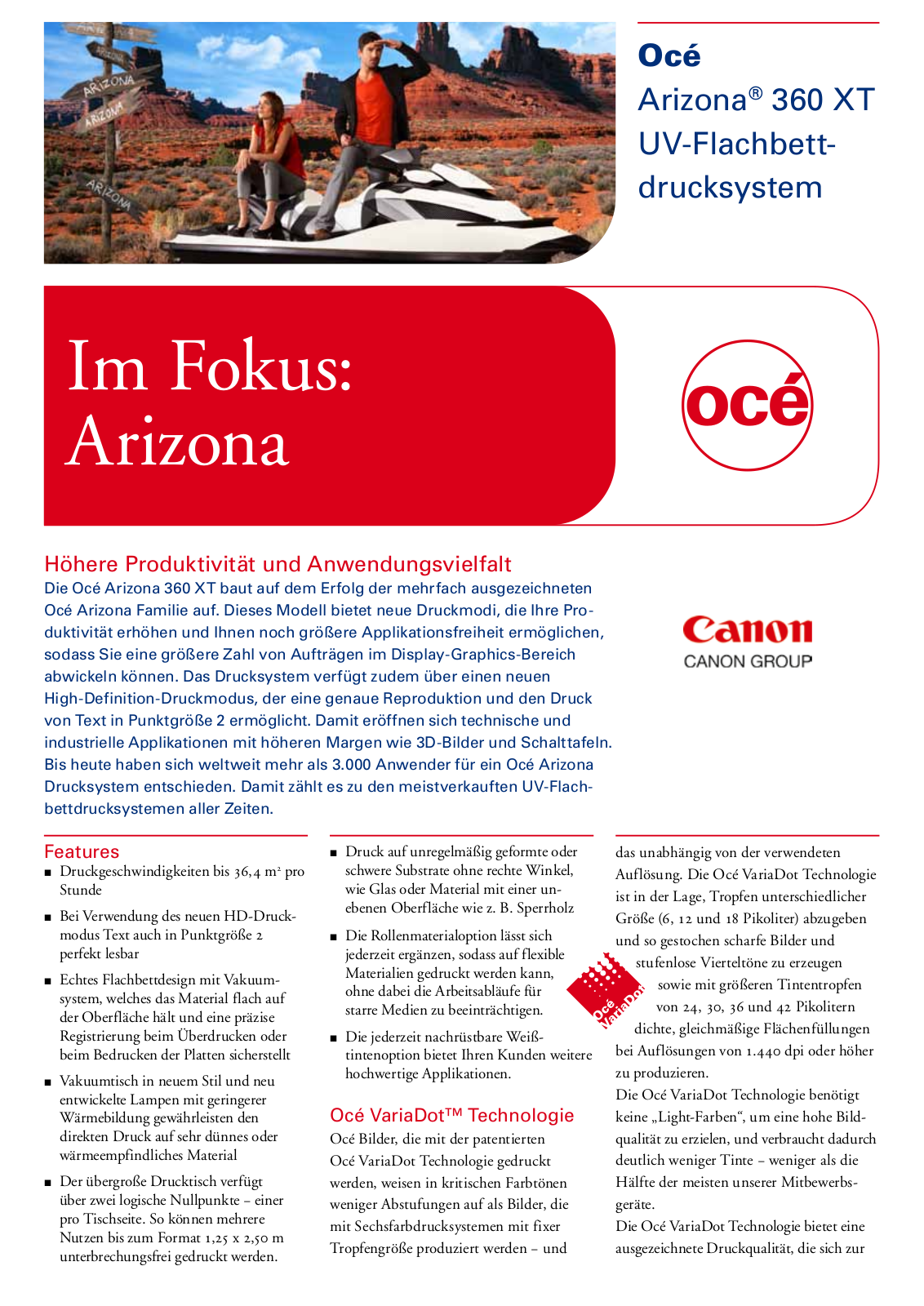 Canon OCE ARIZONA 360 XT BROCHURE