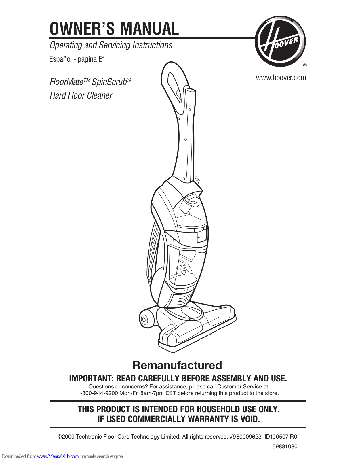 Hoover H3040RM Owner's Manual