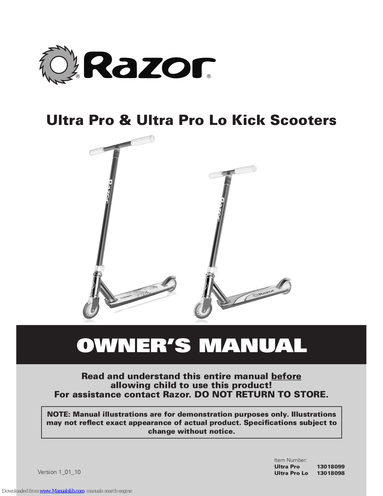 Razor Ultra Pro, Ultra Pro Lo Owner's Manual