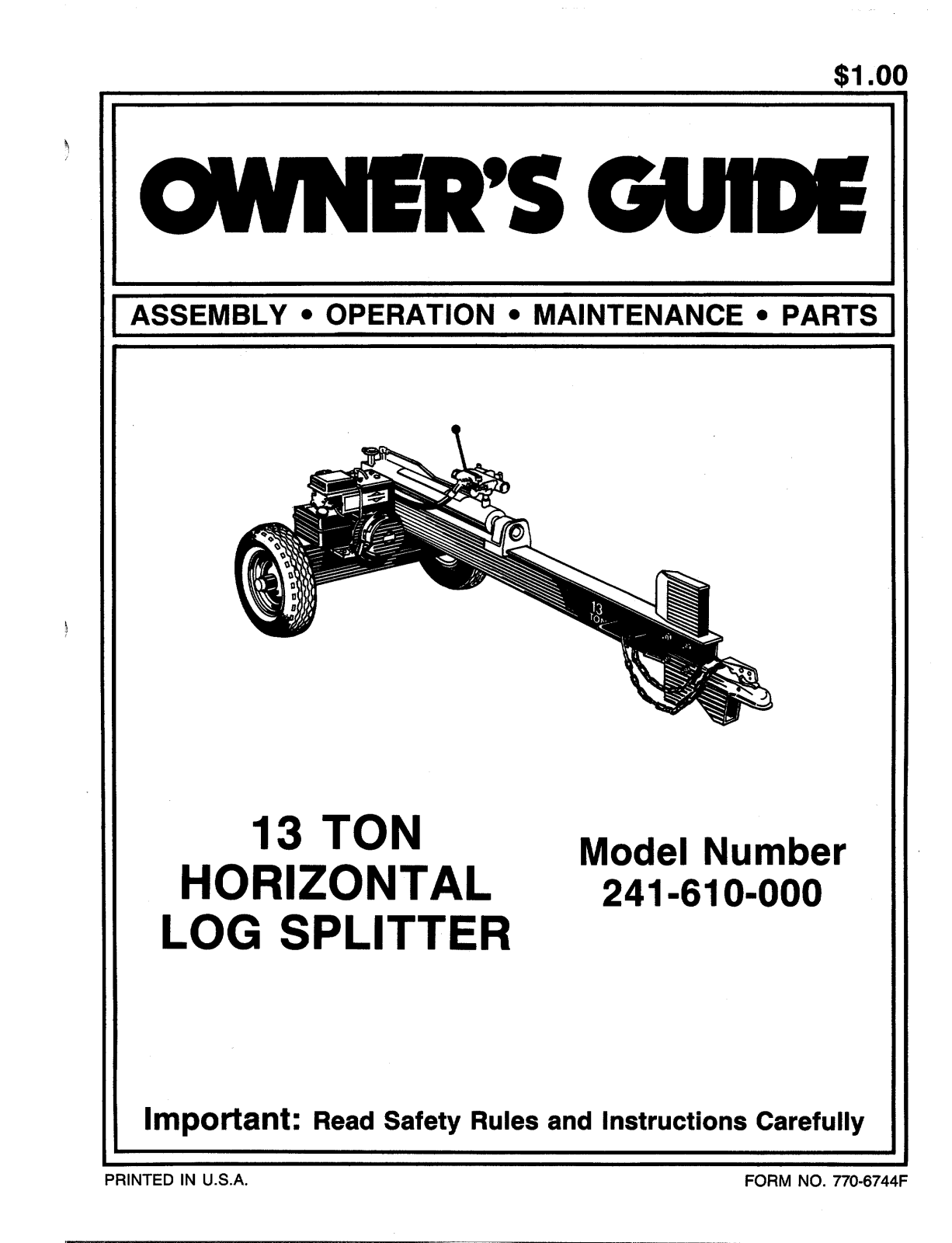 Bolens 241-610-000 User Manual