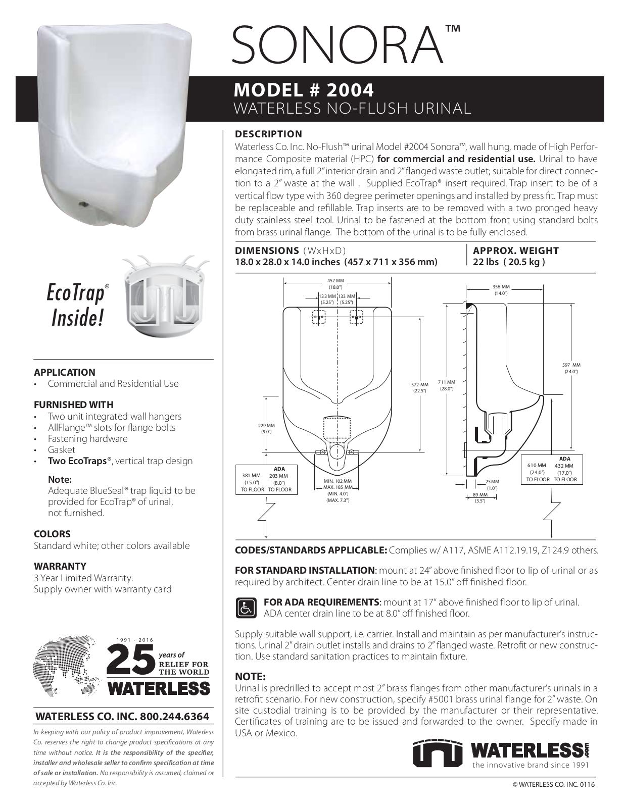 Waterless WCY1026 Specifications - ManualMachine.com