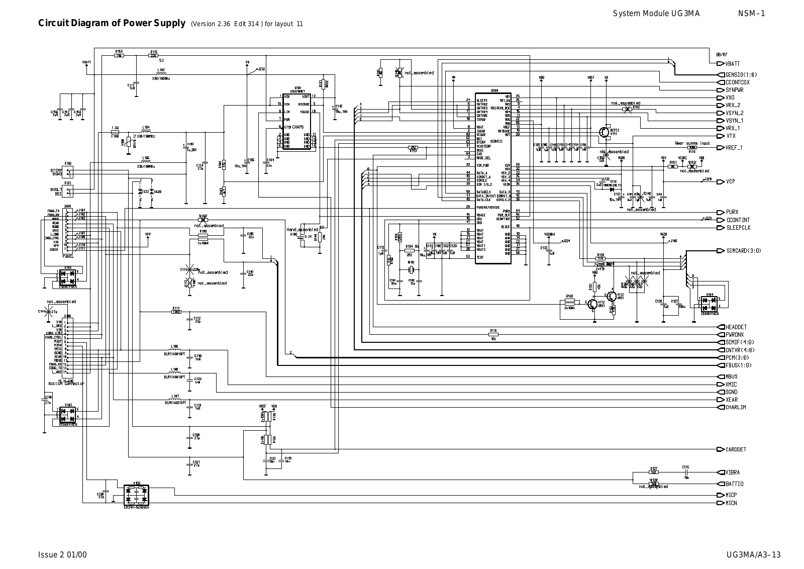 Nokia 6150 Block Diagram of Baseband System Module UG3MA A32