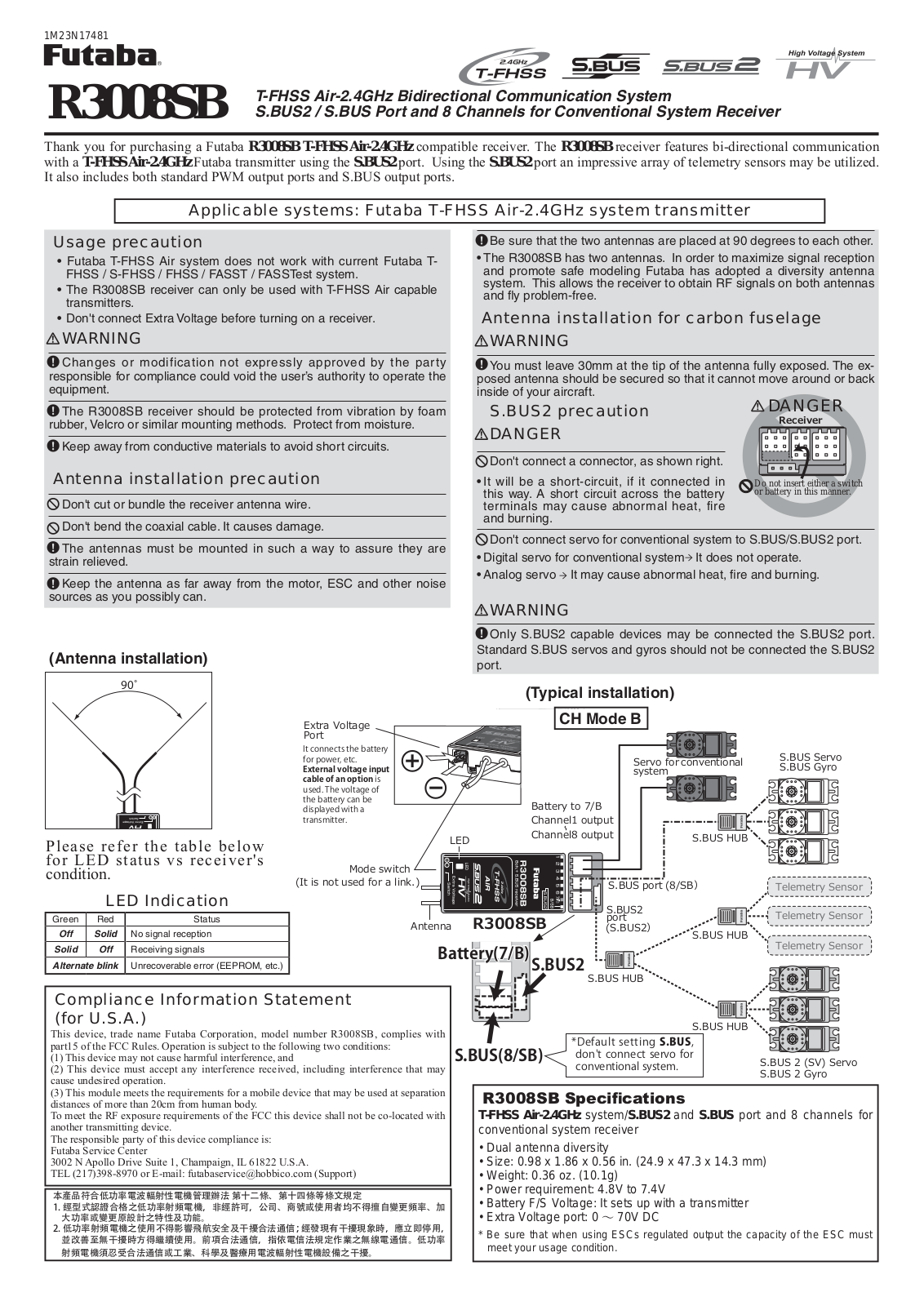 Futaba R3008SB User Manual