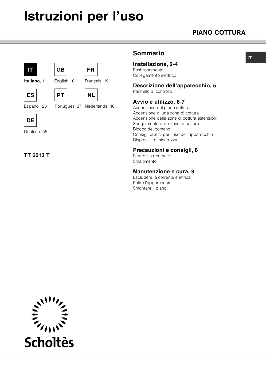 SCHOLTES TT6013T User Manual