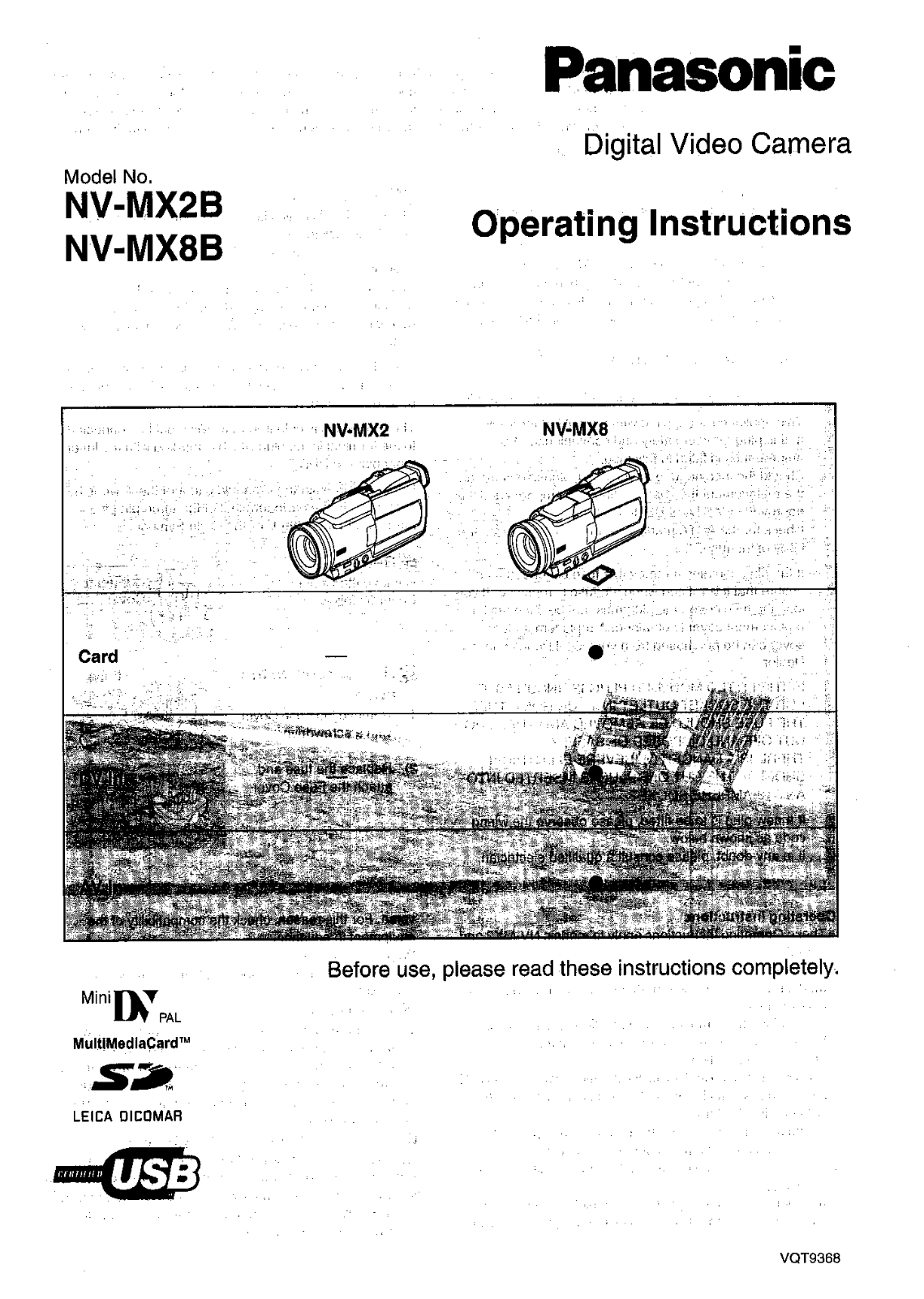 Panasonic NVMX8part1, NVMX2part1 User Manual