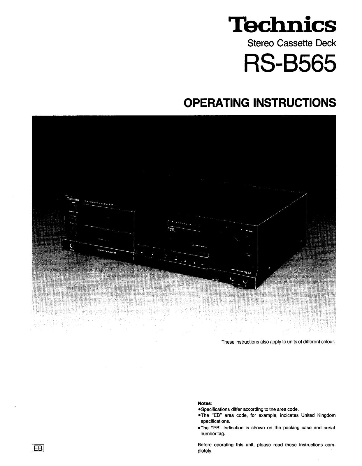 Panasonic RS-B565 Operating Instructions